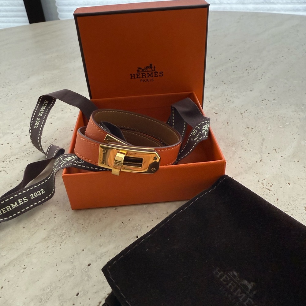 Hermes Kelly Double Tour Orange Gold **like new**